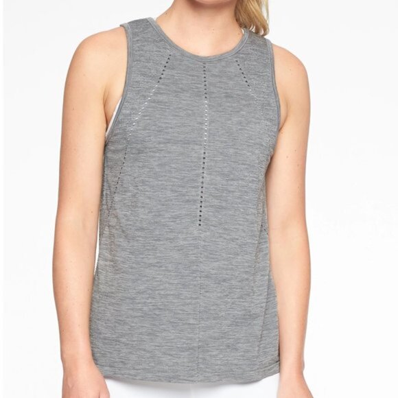 ATHLETA Foothill Gray Seamless Breathable Workout Tank with Optional Tie Back S - Picture 10 of 12